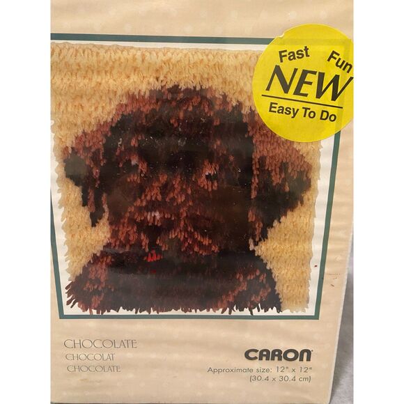 Latch Hook Kit Chocolate #4696 Dog Lab New 12" x 12" CARON WonderArt - Picture 6 of 9
